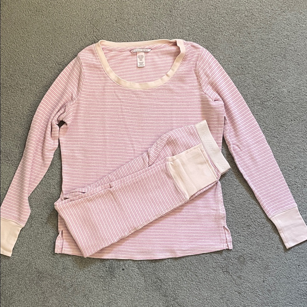 Victoria's Secret Light Pink Striped Jogger Pajama Set